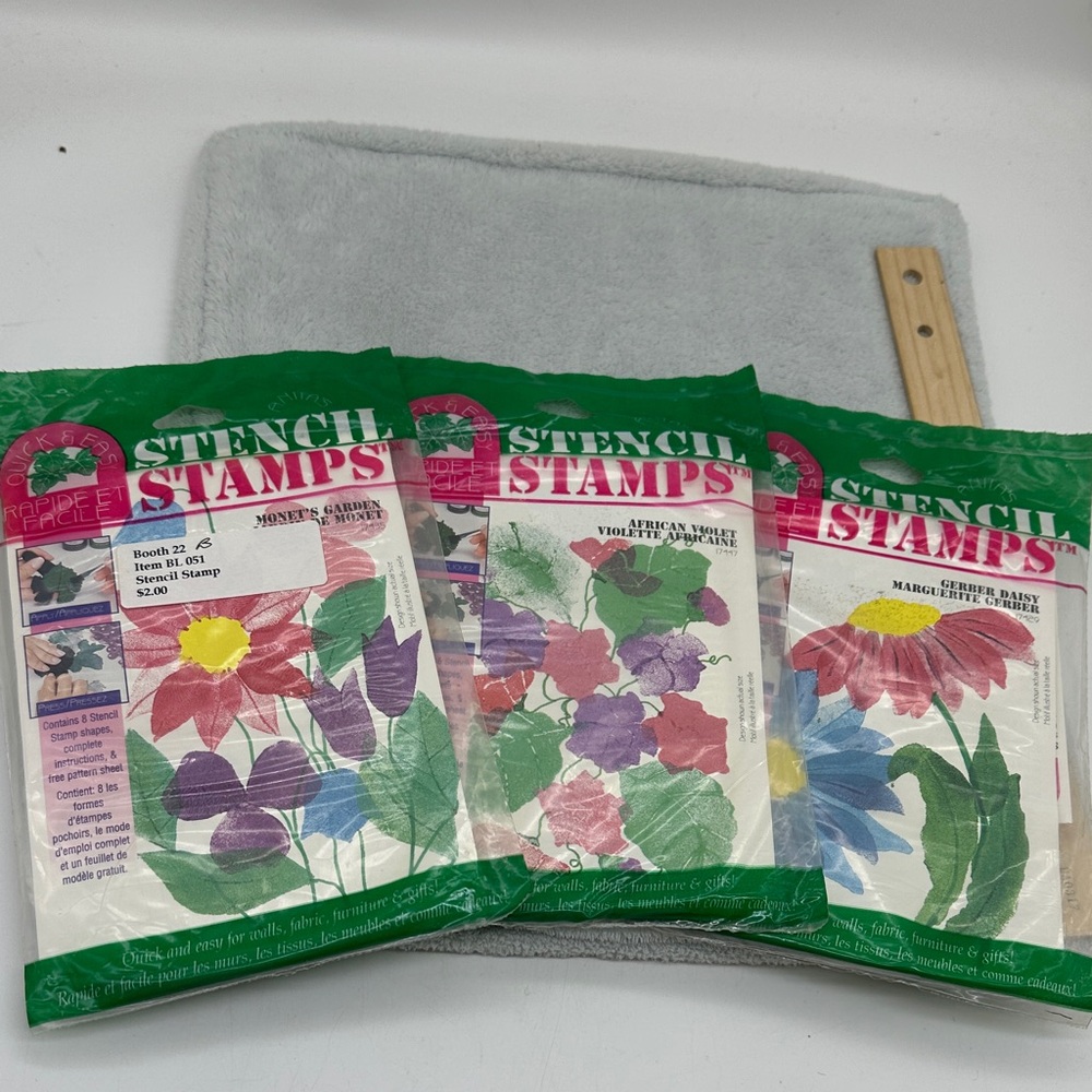 Vintage Stencil Stamps Kits - Lot of 3 Packages, Different Flowers - Picture 1 of 7